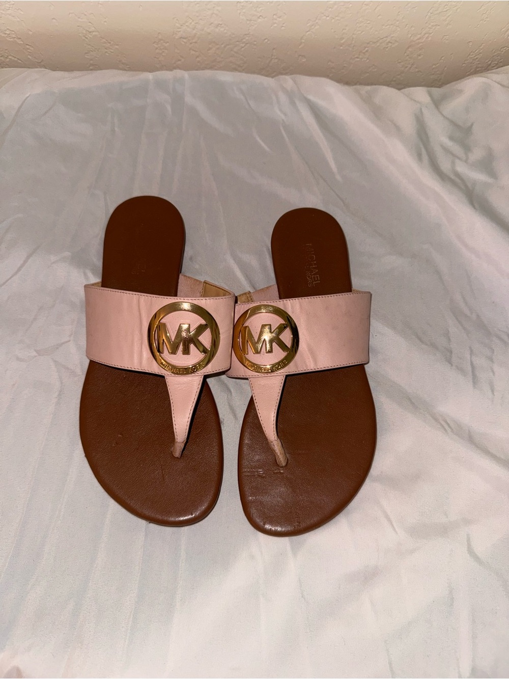 Michael Kors women’s size 6 leather pink gold sandals slide on